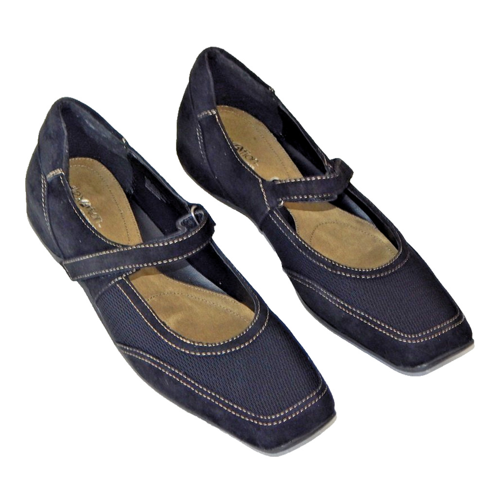 Aerosoles Flaxation Faux Suede Mesh Square Toe Women’s Shoes Black Size 8.5 NIB